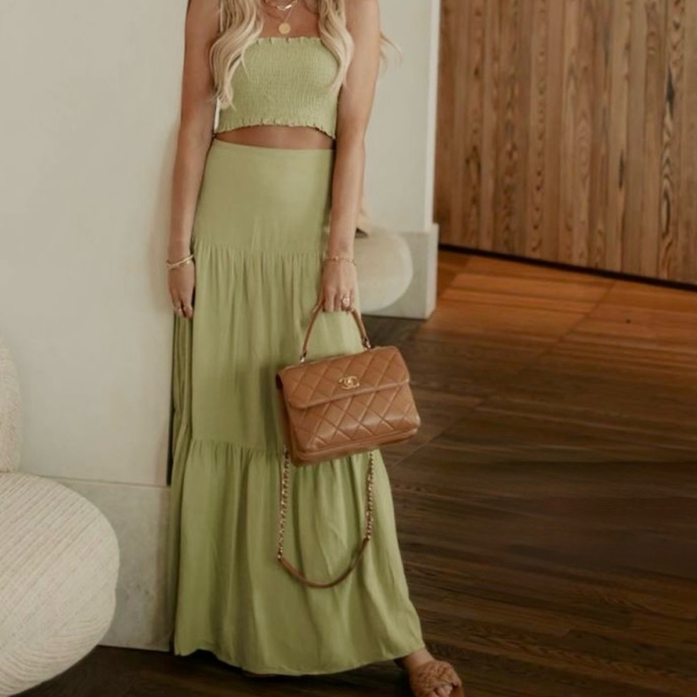 Light Green Maxi Skirt Set